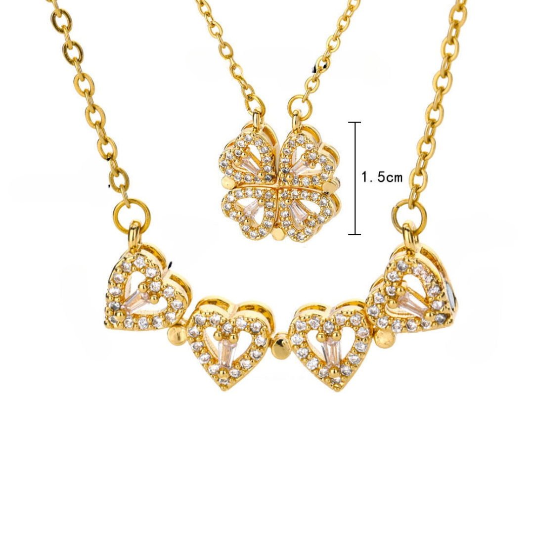 Elegante Zirkonia Diamanten Halsketting - 18K Verguld Zilver