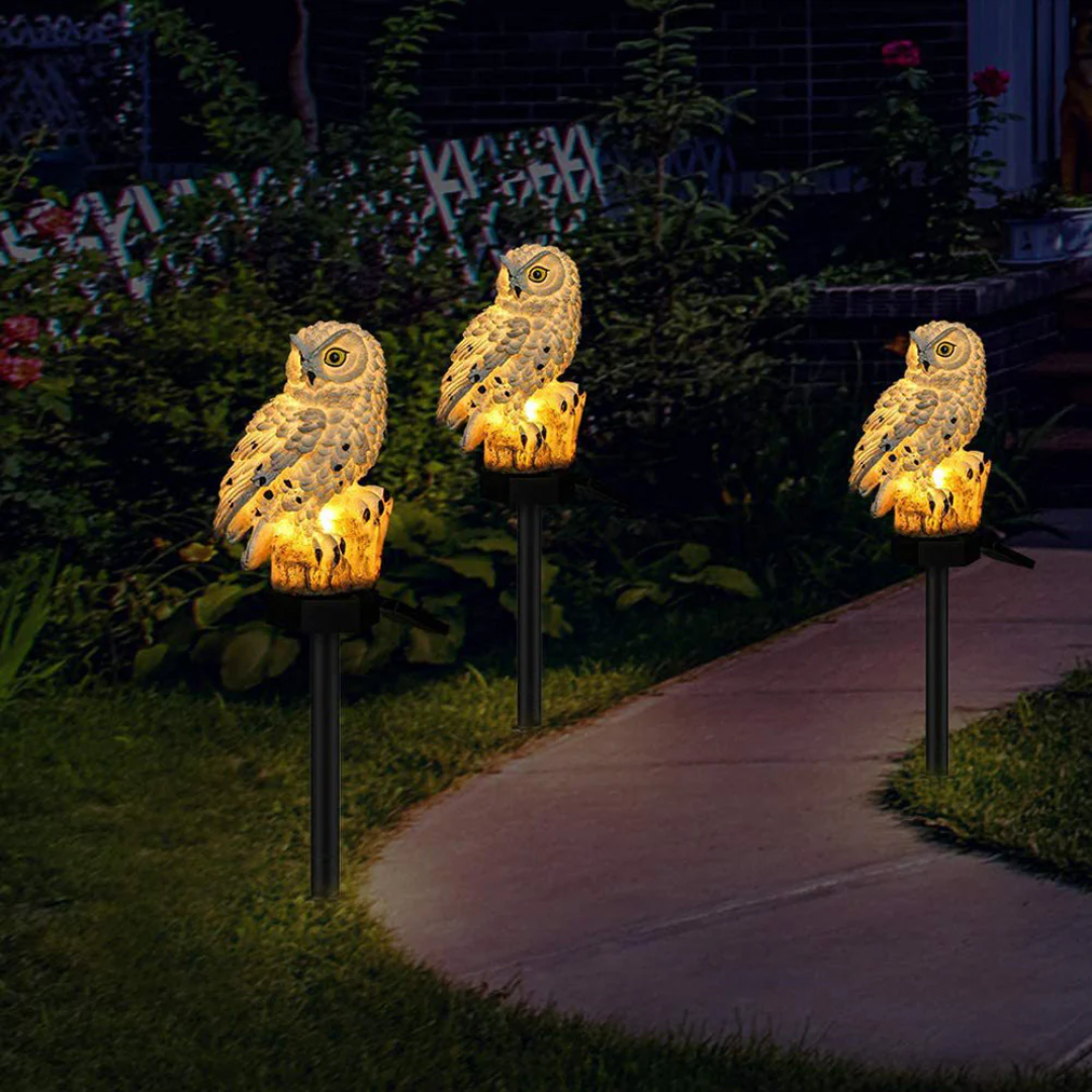 Solar Tuinlampen – Uilendesign Buitenverlichting met Zonne-energie