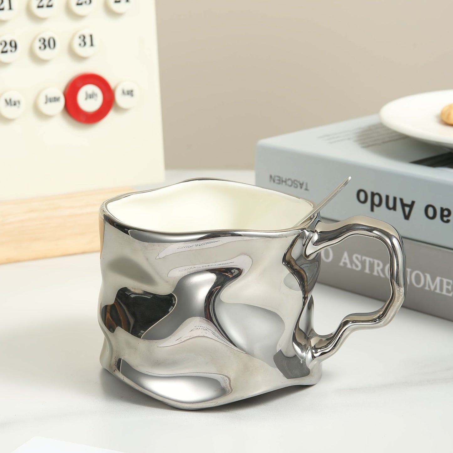 CreArt Mok – Handgemaakte Keramische Koffiemok met Uniek Gekreukeld Design