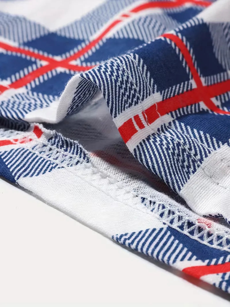 Heren Geruite Boxershort met Elastische Taille en Knoopsluiting