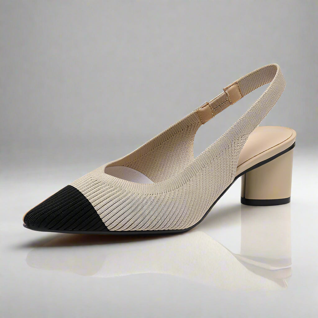 Eleganza Puntige Slingback Hakken met Blokhak en Comfortband