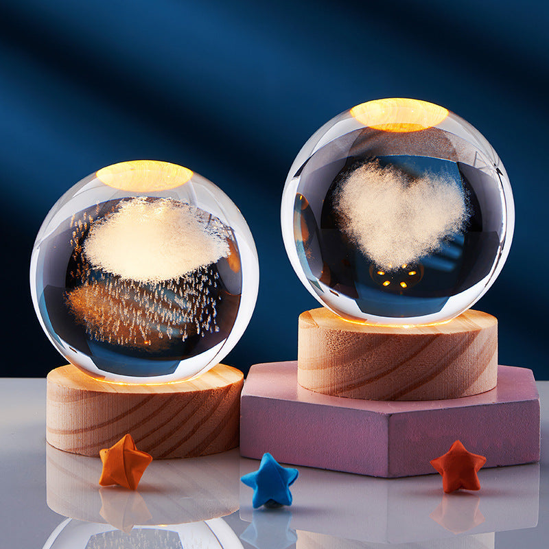 3D LED Nachtlamp met Kristallen Design