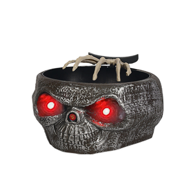 Halloween Snoepschaal – Motion Sensor Pompoen Kom met Skelettenhand en Rode Lichteffecten