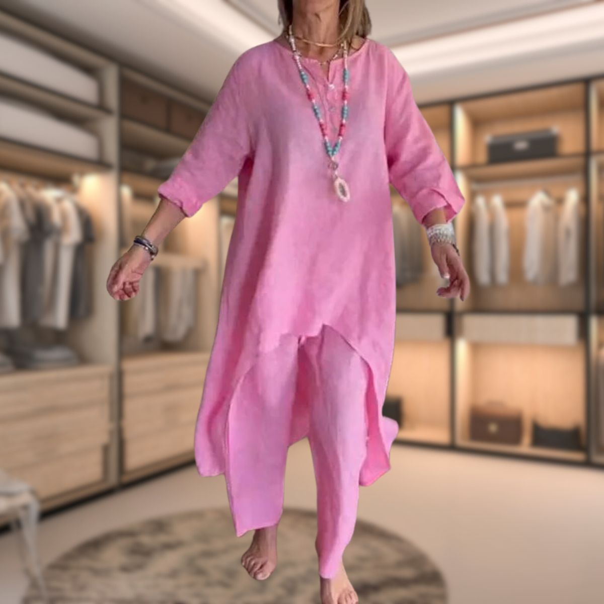 Elegante Dames Tweedelige Set – Comfortabele Luxe Outfit met Geruit Ontwerp