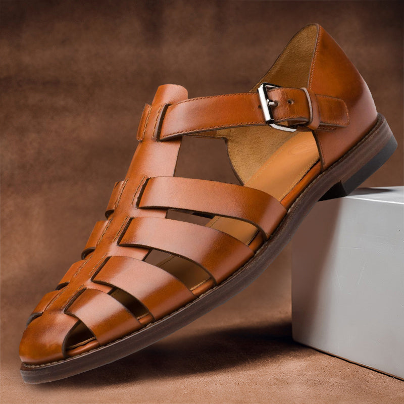 Wilhelm – Lederen Antislip Sandalen voor Heren met Gespsluiting