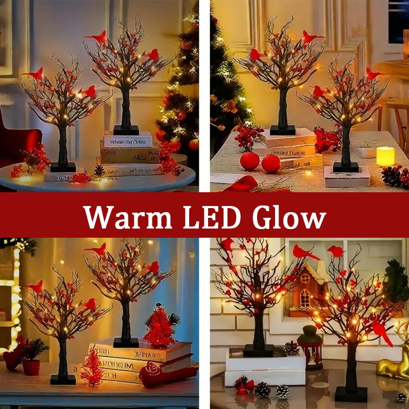 Sfeervolle Lichtboom met Rode Vogels – Flexibele LED Decoratieboom