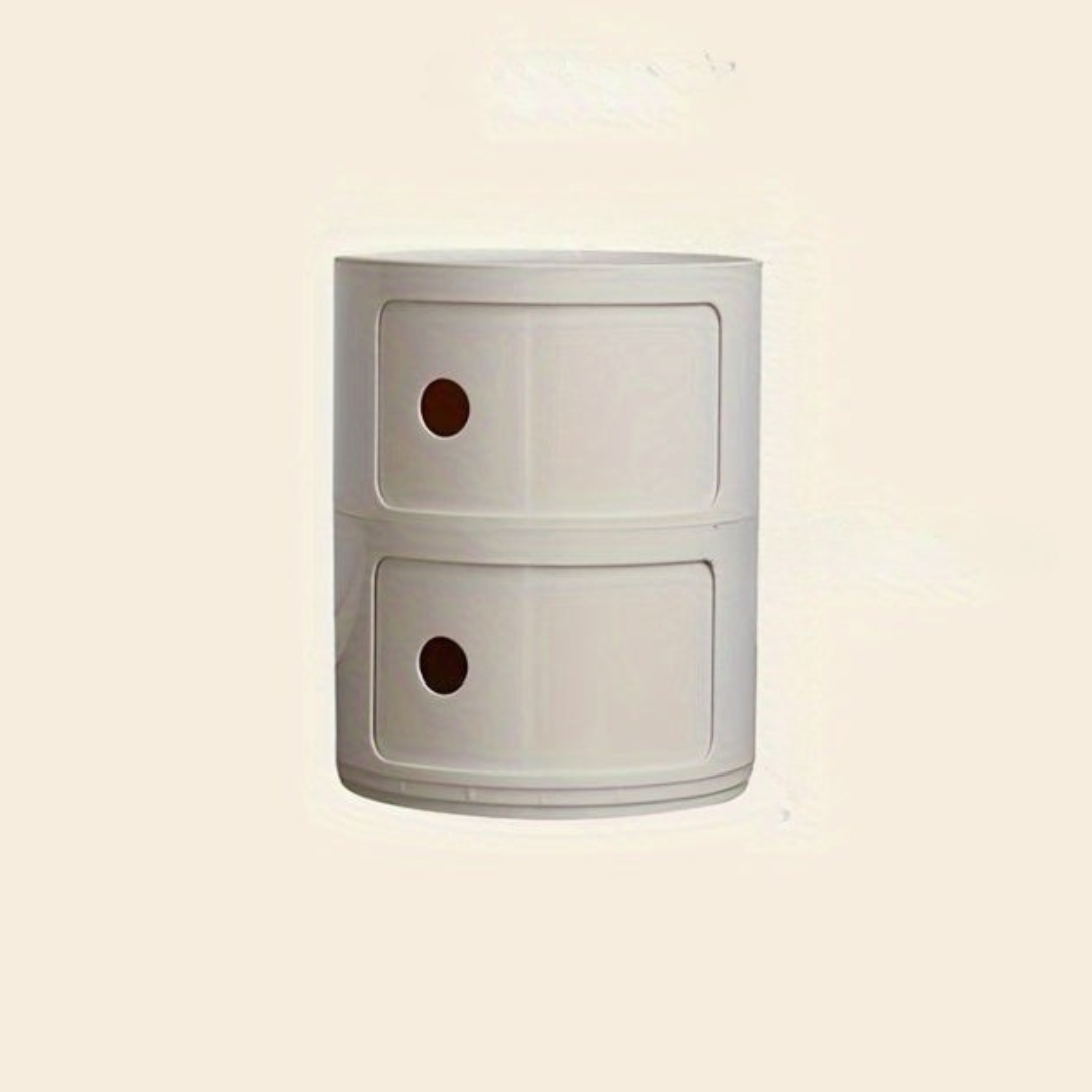 Ronde Nachtkast met Kunststof Lades en Modern Design