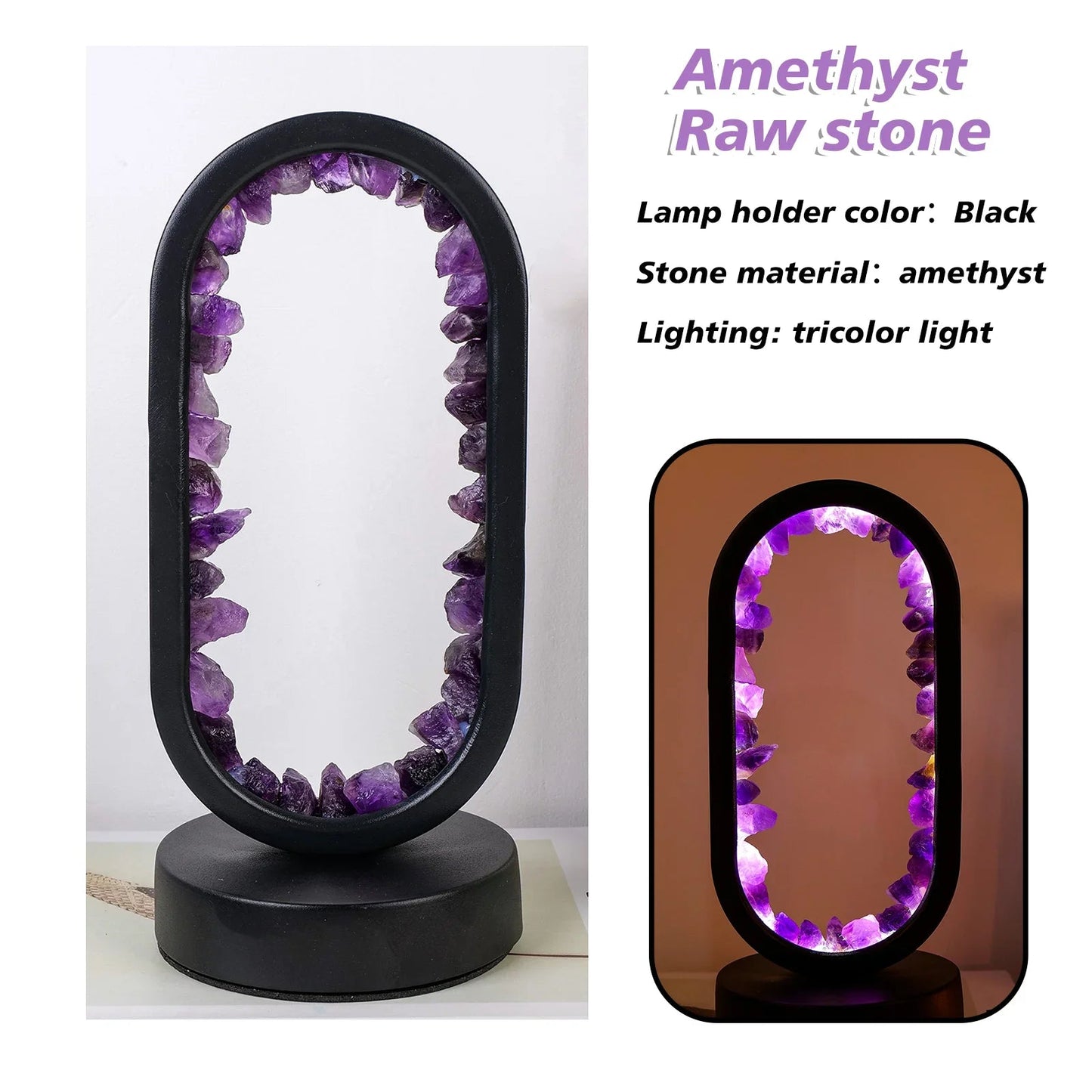 KristalGloed – Handgemaakte amethist sfeerlamp voor ontspanning en rust