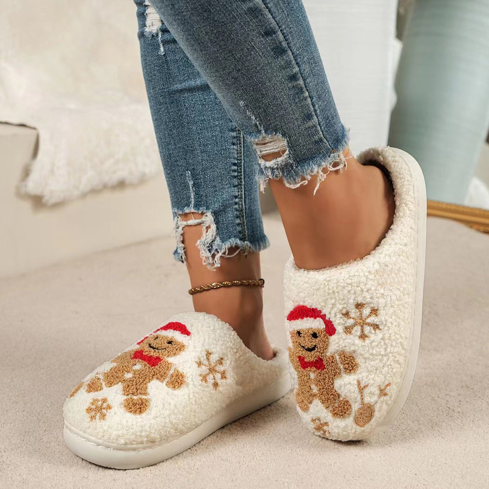 Warme Kerstpantoffels met Sneeuwvlok en Peperkoekontwerp