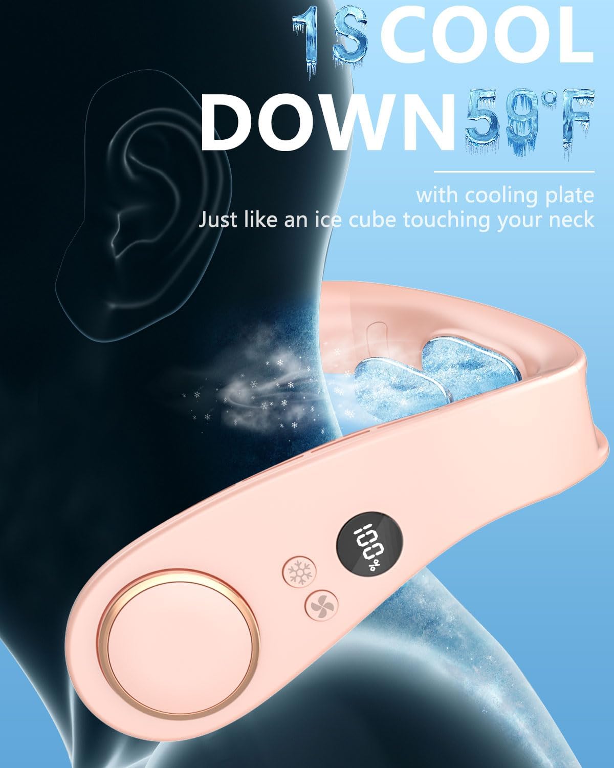 NekCooler Pro – Bladloze Nekventilator met Koelplaat en LED-display
