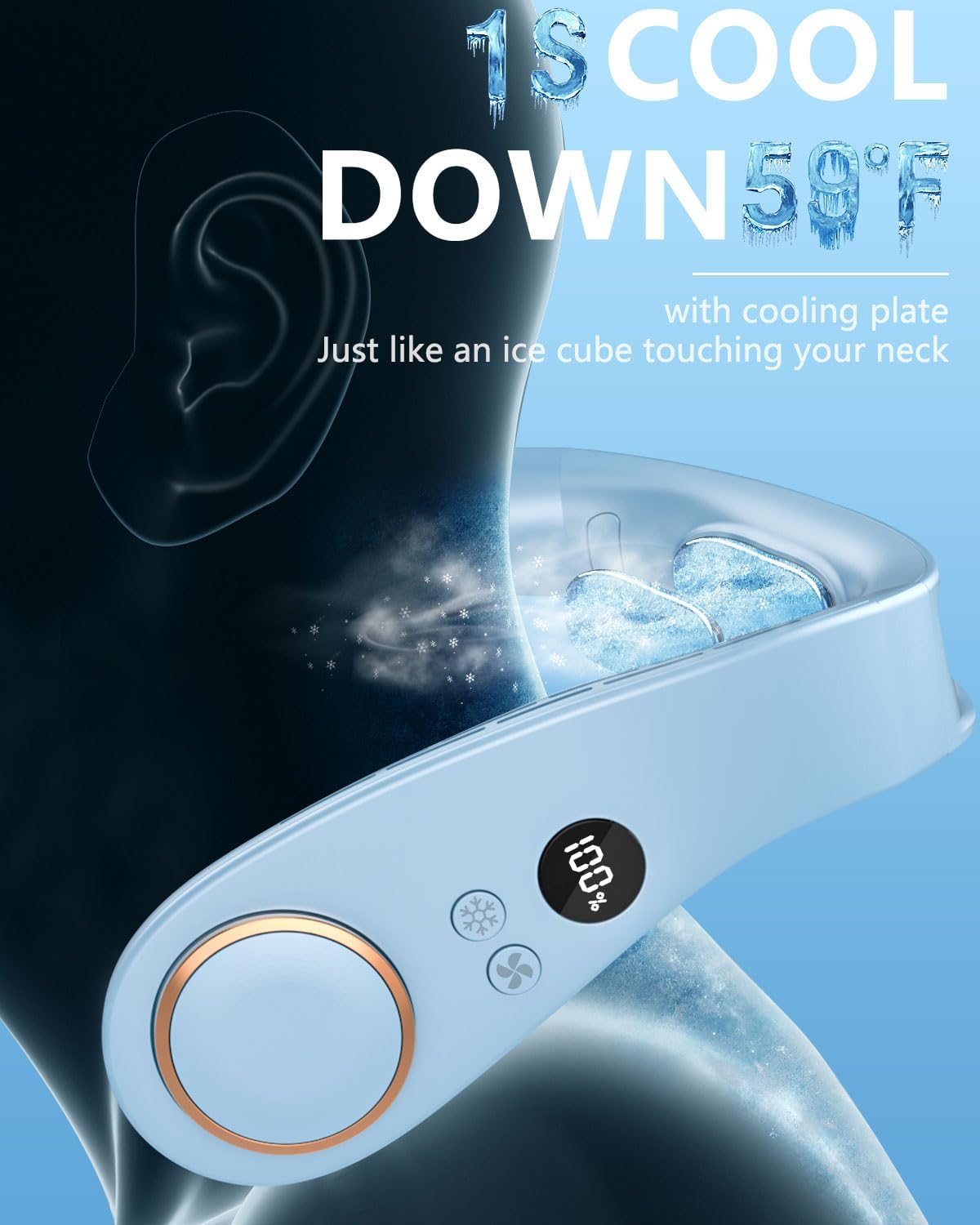 NekCooler Pro – Bladloze Nekventilator met Koelplaat en LED-display