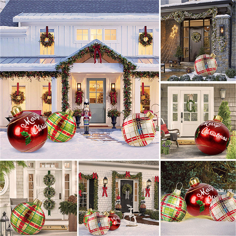 Opblaasbare Kerstbal Buiten Deco 60cm – Weerbestendige PVC Kerstversiering