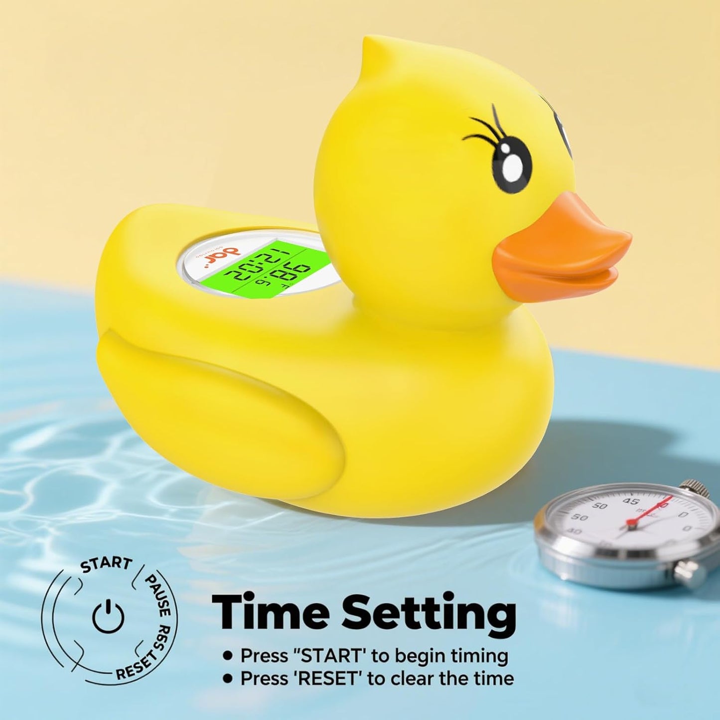 AquaVeilig Baby Badthermometer – Digitaal Display met 3 Kleuren en Temperatuurwaarschuwing