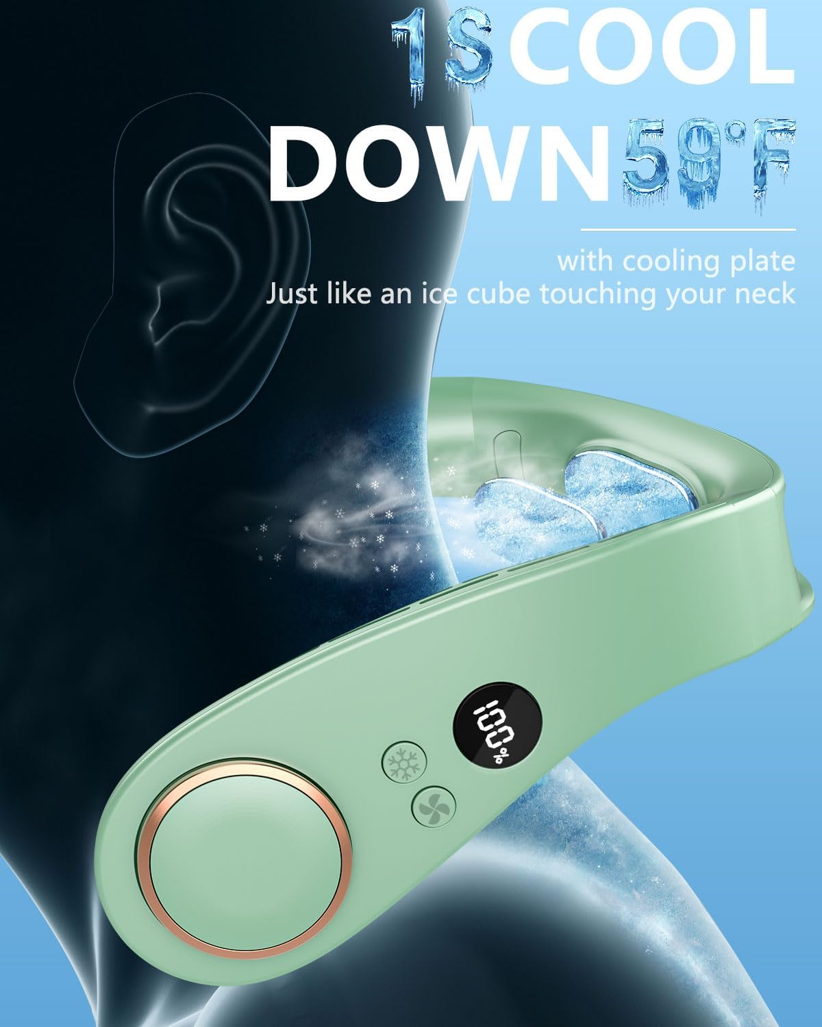 NekCooler Pro – Bladloze Nekventilator met Koelplaat en LED-display