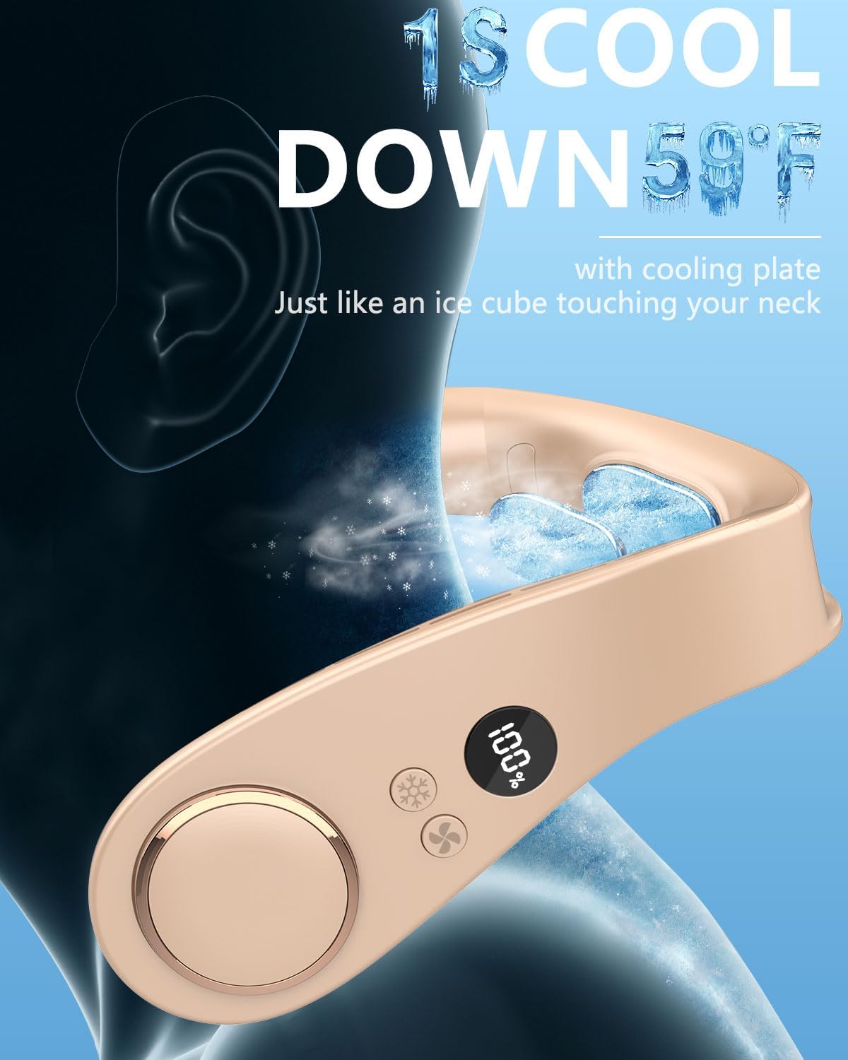 NekCooler Pro – Bladloze Nekventilator met Koelplaat en LED-display