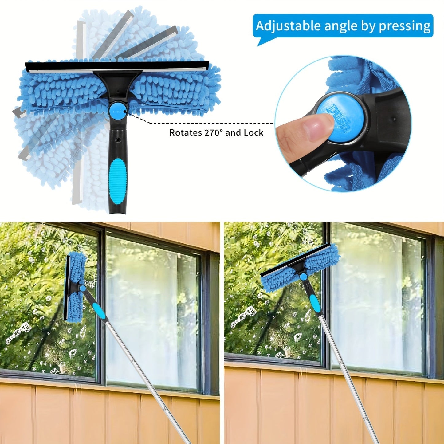 GlasheldereRaamreiniger – Professioneel 2-in-1 Telescopisch Ramen- en Glasreinigingssysteem