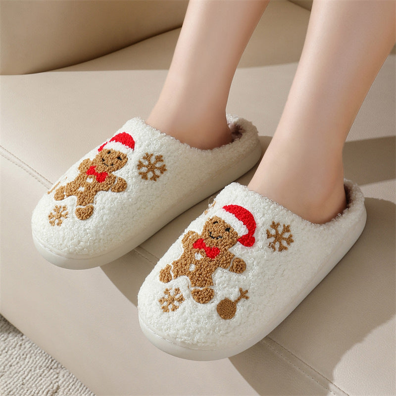 Warme Kerstpantoffels met Sneeuwvlok en Peperkoekontwerp
