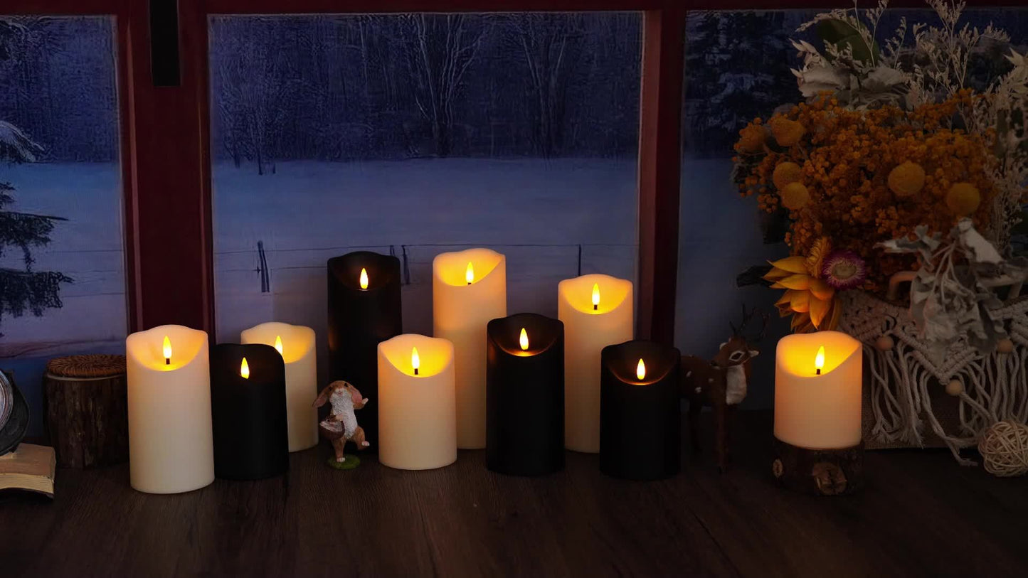 GlowLuxe Vlamloze LED-Kaarsen Set (9-delig) – Met Afstandsbediening en Glitterafwerking