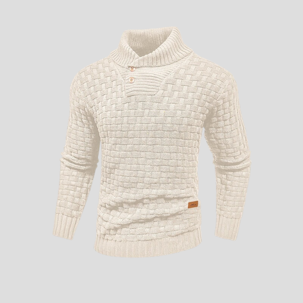 KnitForm Herentrui – Gebreide Halve Kraagtrui met Knoopsluiting en Klassieke Pasvorm