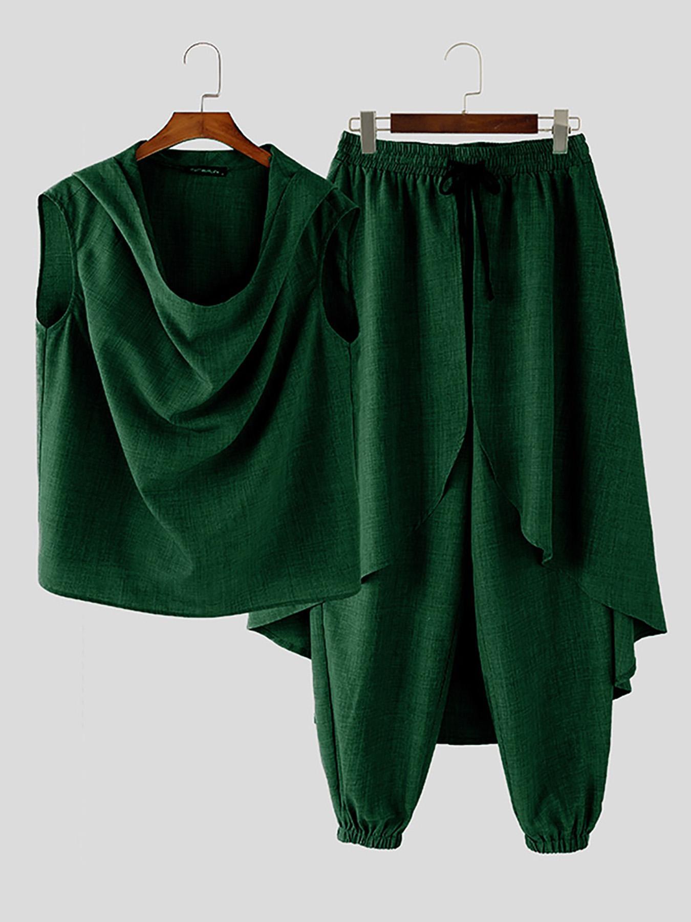 Zomerset voor Heren – Casual Polyester Hoodie en Broek in Effenkleurig Design