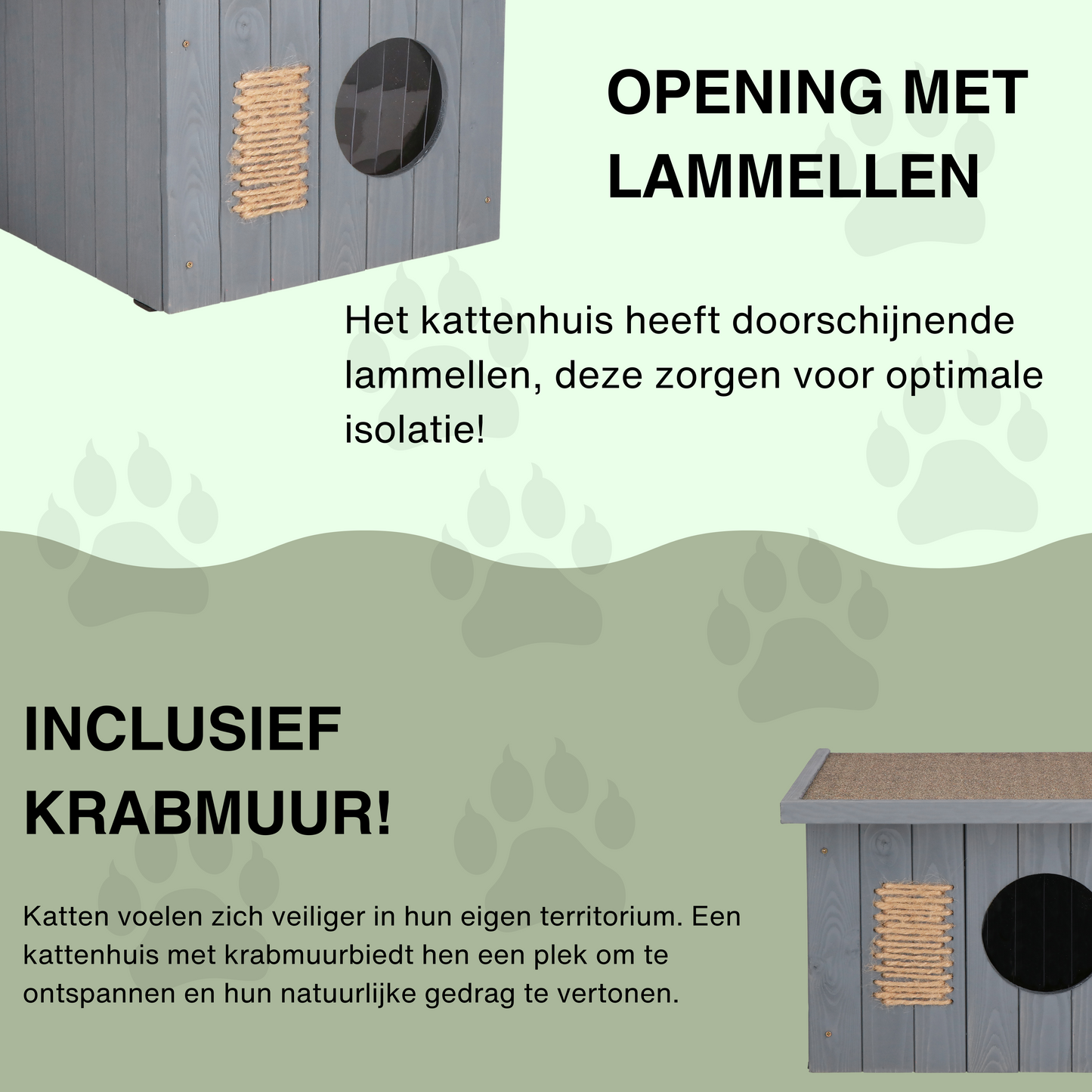 Weerbestendig Houten Kattenhuis met Krabmuur – Luxe Buitenverblijf voor Katten