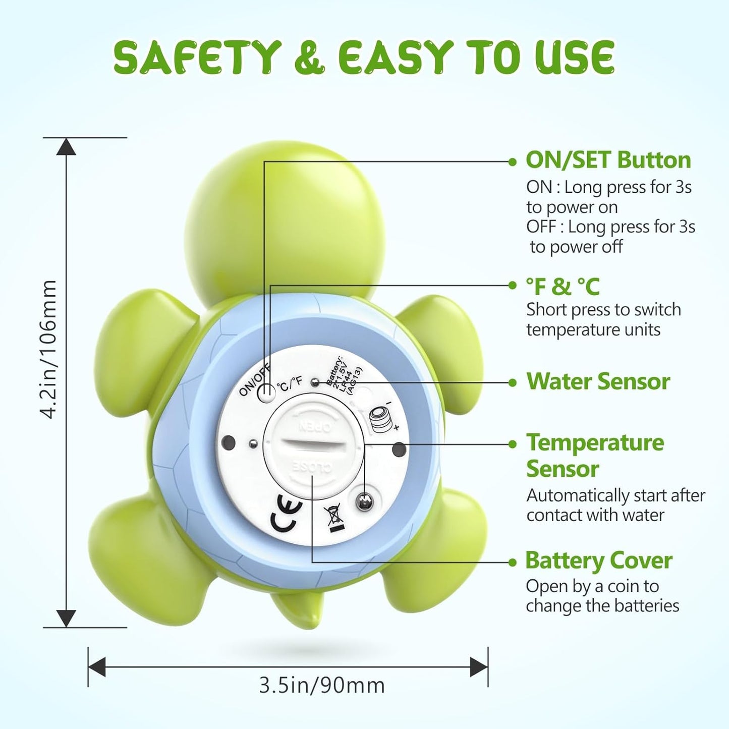 AquaVeilig Baby Badthermometer – Digitaal Display met 3 Kleuren en Temperatuurwaarschuwing
