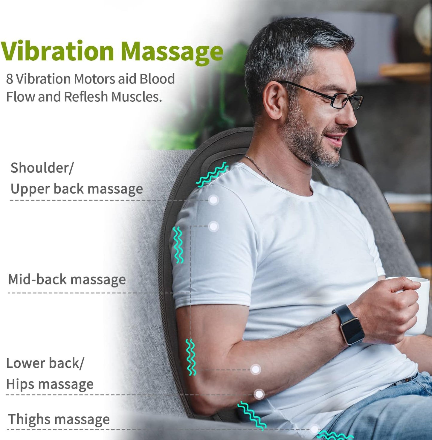 Verwarmde autobezitkussen met massage - ontspanningskussen voor rug en dijen