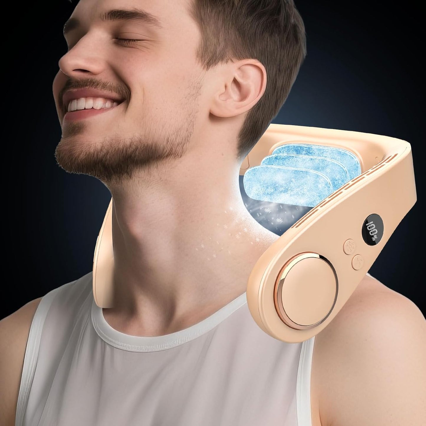 NekCooler Pro – Bladloze Nekventilator met Koelplaat en LED-display