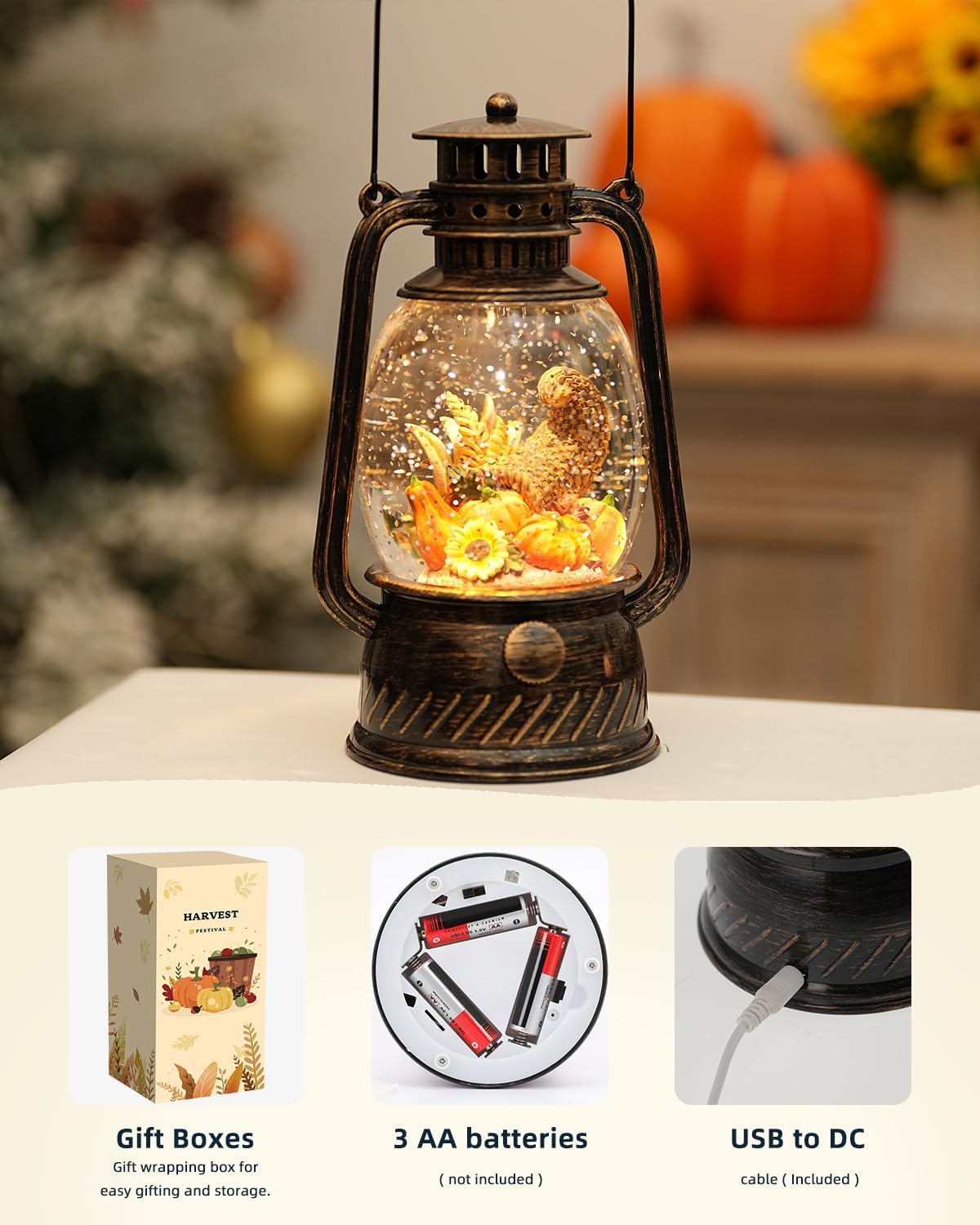 Herfstglans Decoratieve Lamp met Pompoenen – Warm LED-licht en 6-uurs Timer