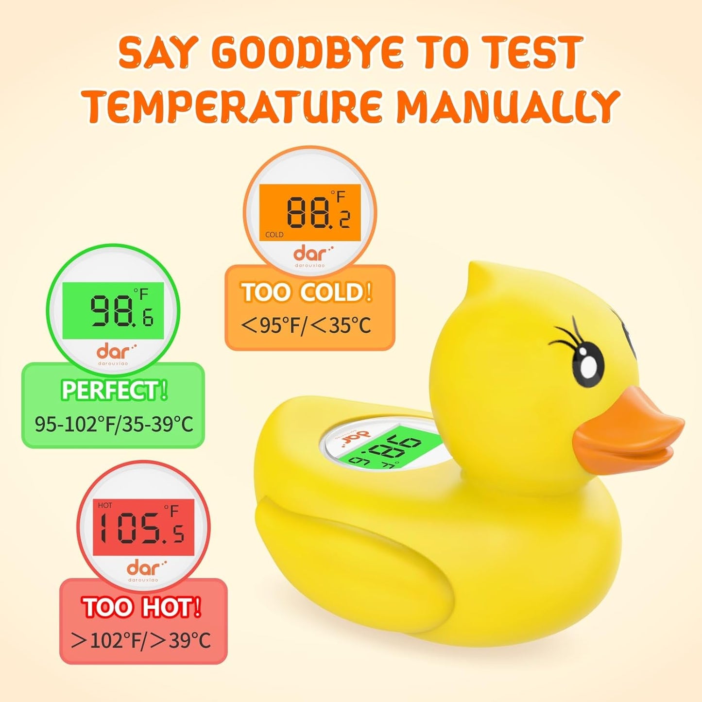 AquaVeilig Baby Badthermometer – Digitaal Display met 3 Kleuren en Temperatuurwaarschuwing