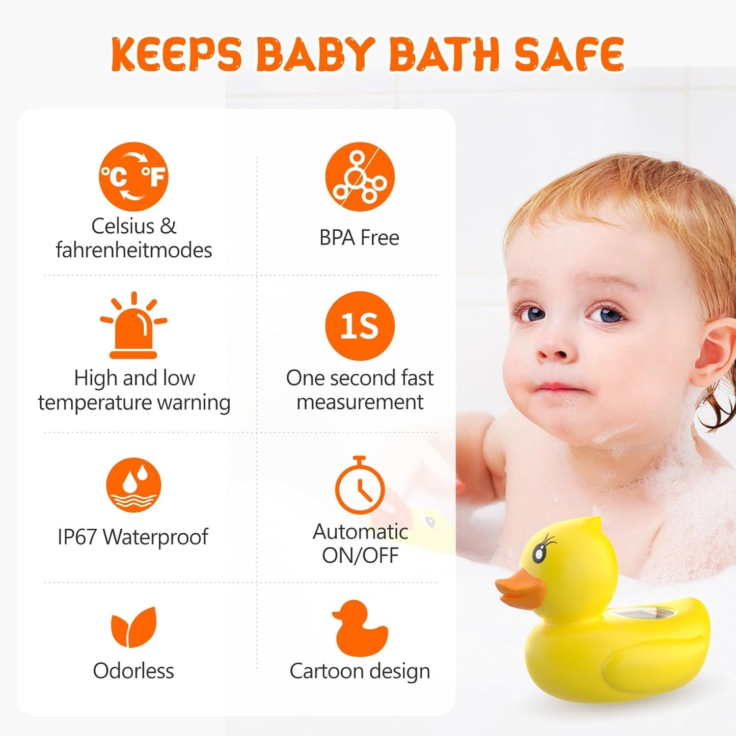 AquaVeilig Baby Badthermometer – Digitaal Display met 3 Kleuren en Temperatuurwaarschuwing