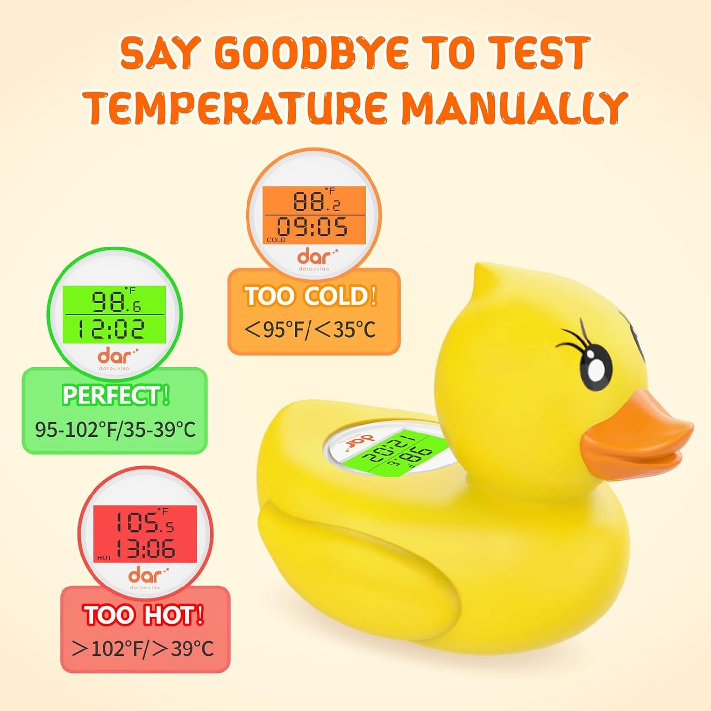 AquaVeilig Baby Badthermometer – Digitaal Display met 3 Kleuren en Temperatuurwaarschuwing