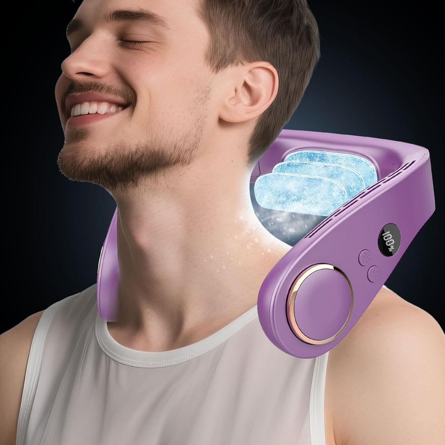 NekCooler Pro – Bladloze Nekventilator met Koelplaat en LED-display