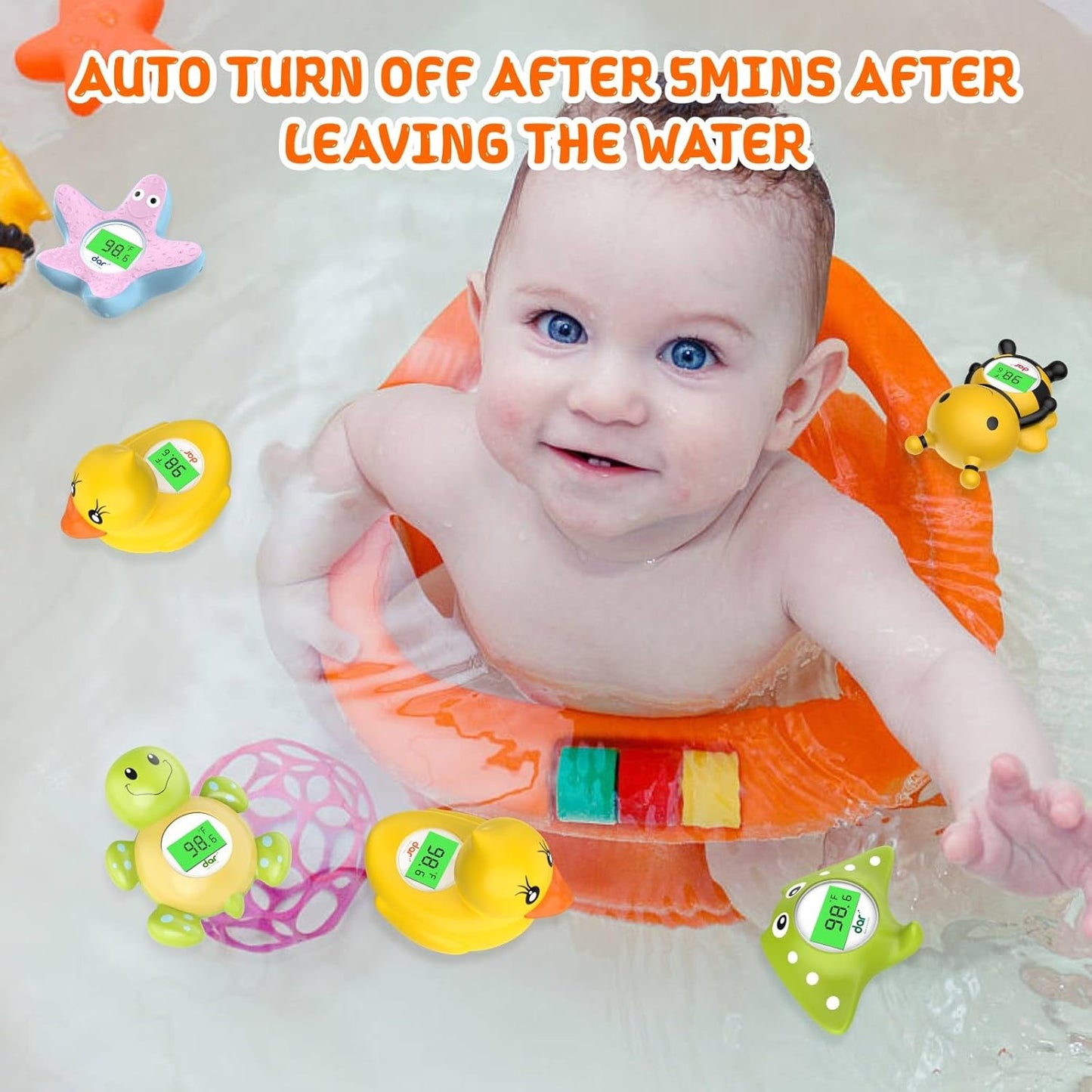 AquaVeilig Baby Badthermometer – Digitaal Display met 3 Kleuren en Temperatuurwaarschuwing