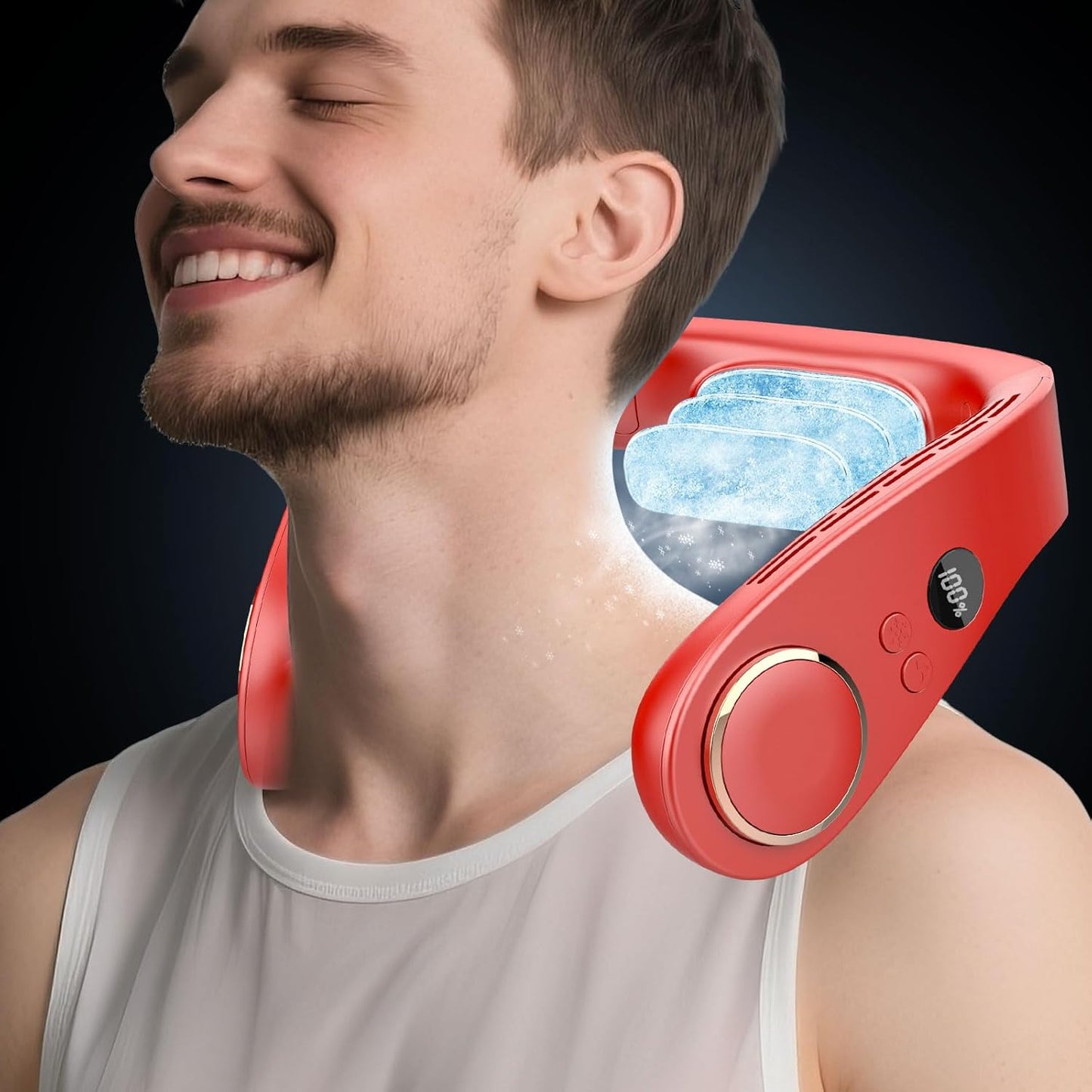 NekCooler Pro – Bladloze Nekventilator met Koelplaat en LED-display
