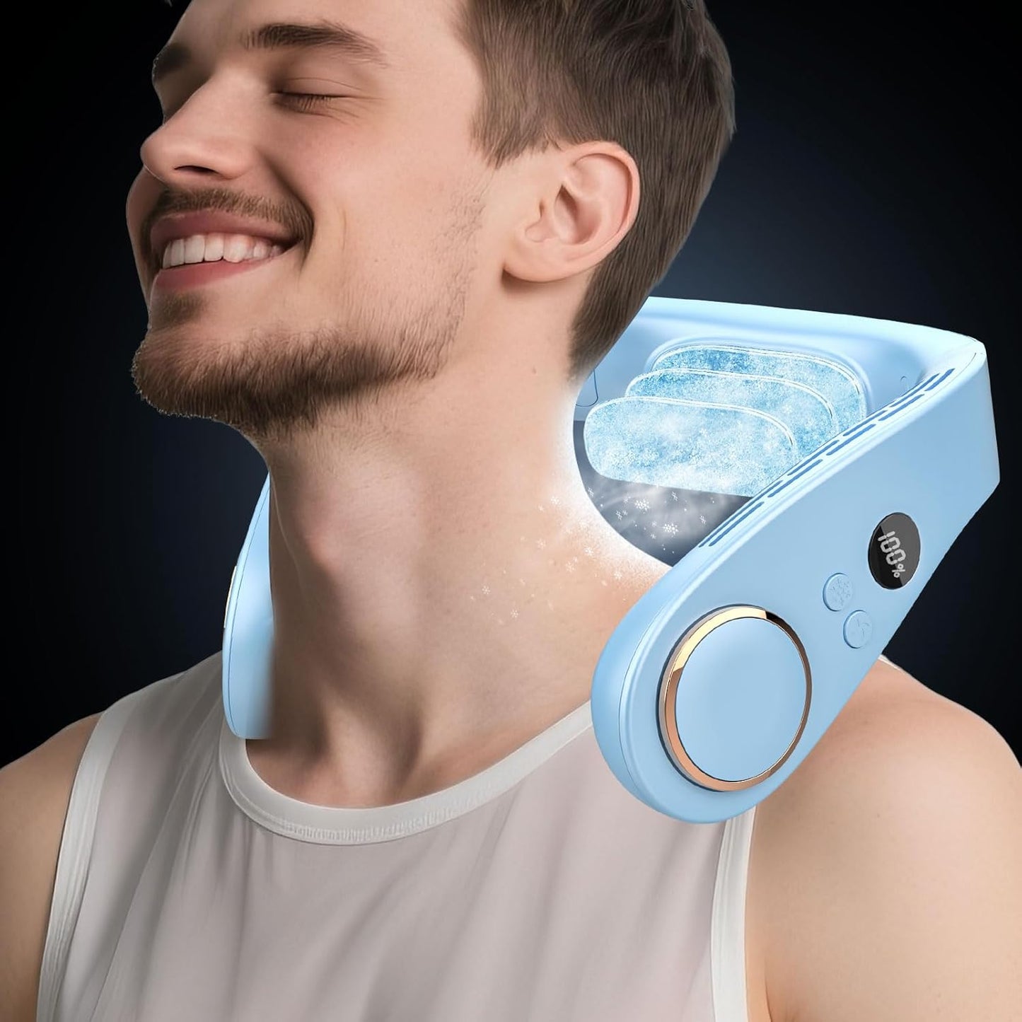 NekCooler Pro – Bladloze Nekventilator met Koelplaat en LED-display