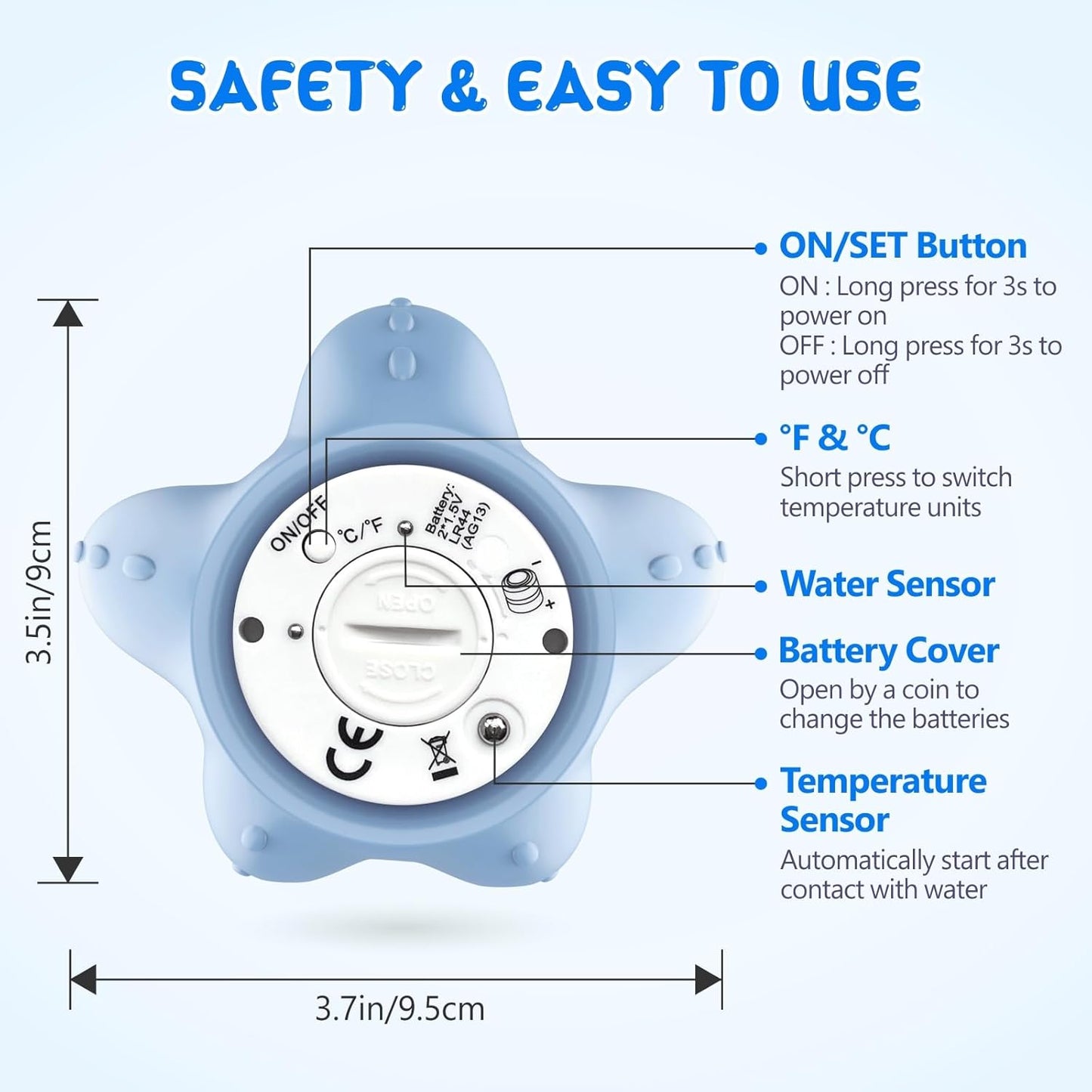 AquaVeilig Baby Badthermometer – Digitaal Display met 3 Kleuren en Temperatuurwaarschuwing