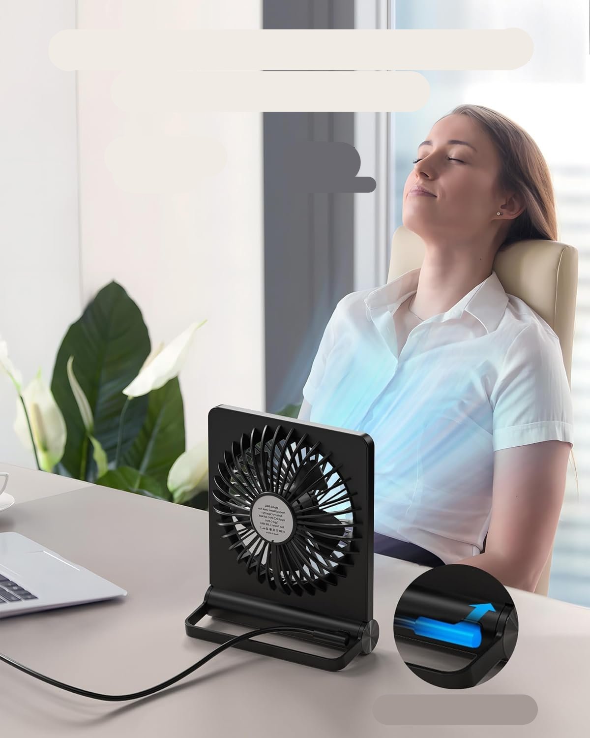 Ultra-Stille Tafelventilator met USB – Compact & Krachtig