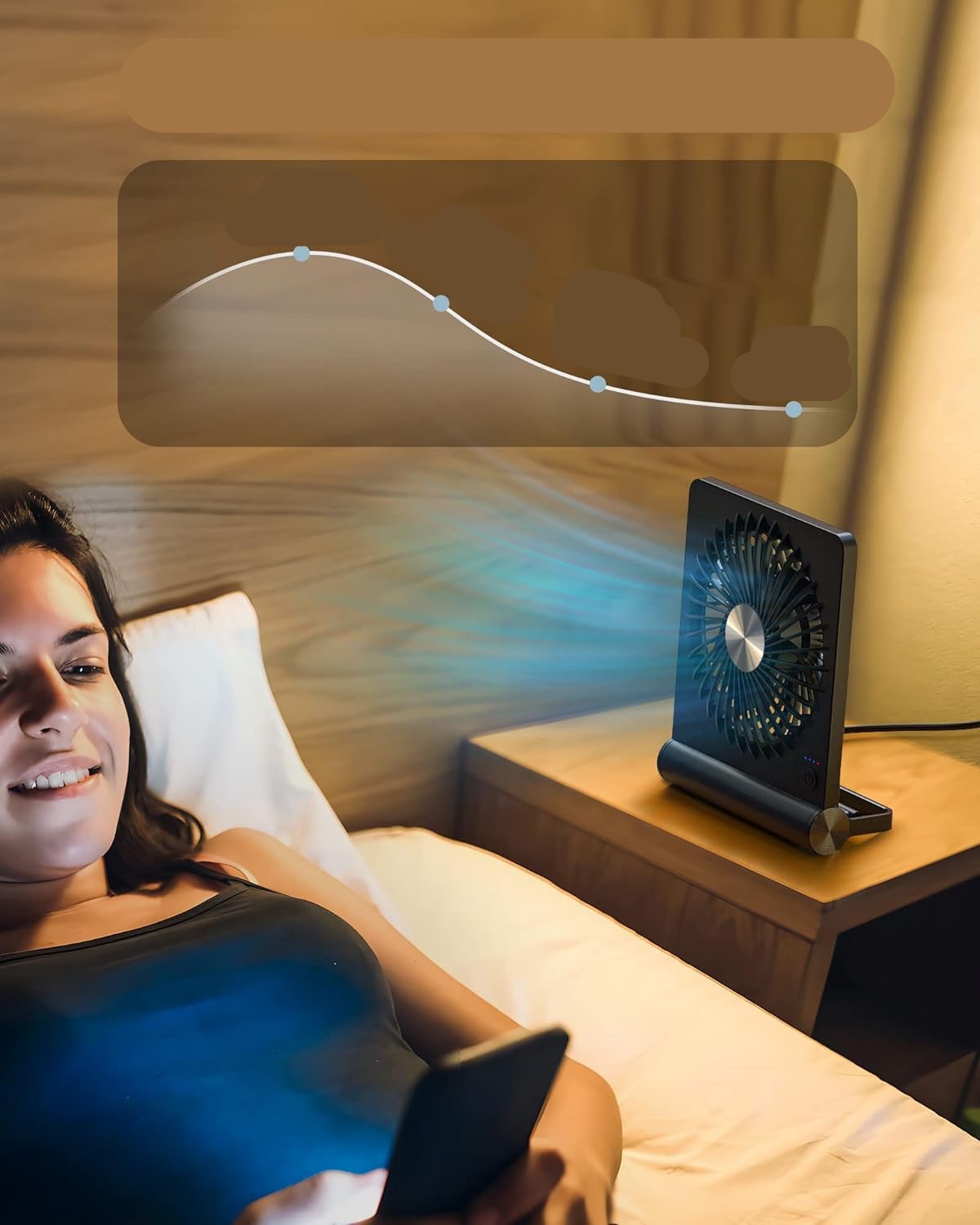 Ultra-Stille Tafelventilator met USB – Compact & Krachtig