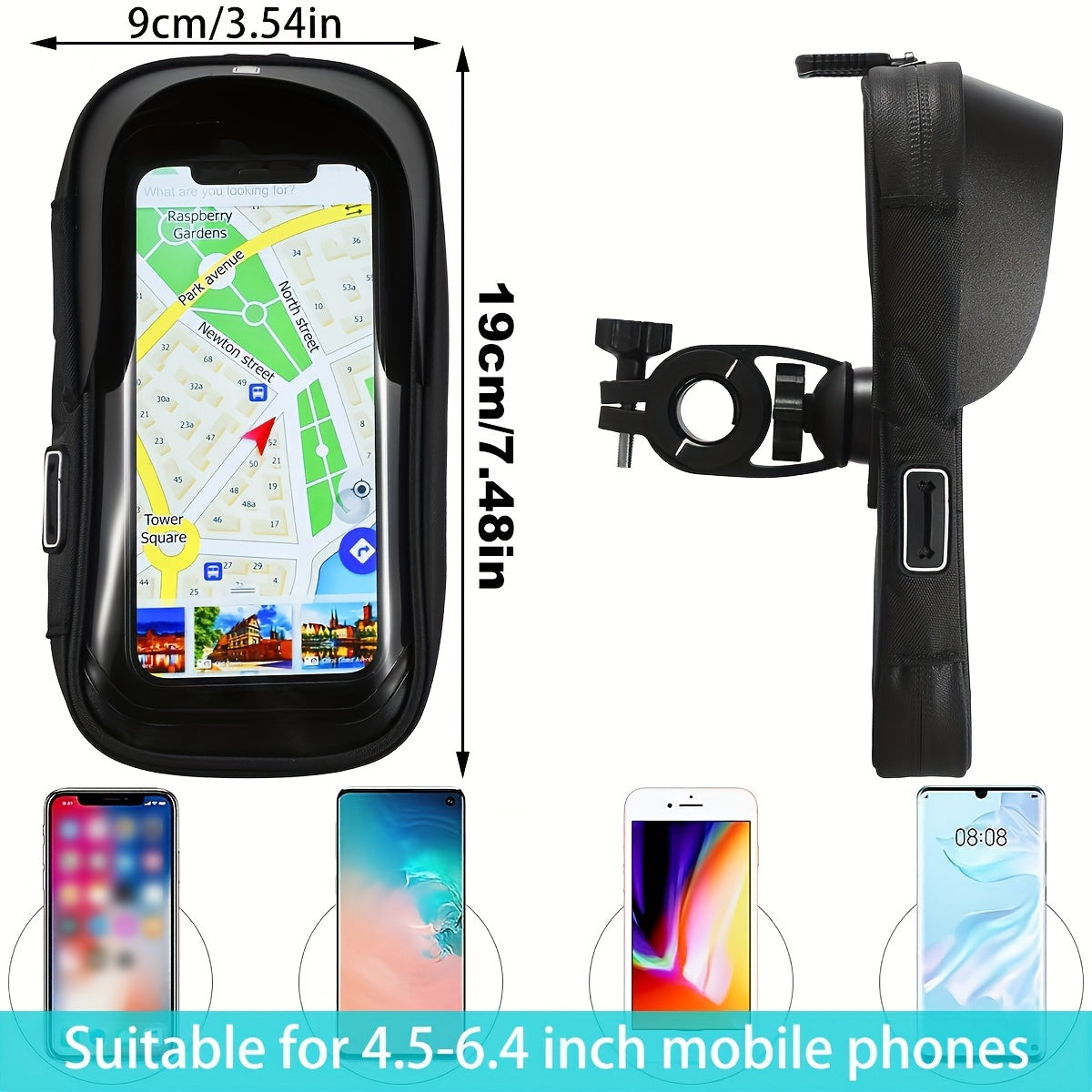 Waterdichte Telefoonhouder voor Fiets en Motor – 360° Draaibaar en Geschikt voor 4,5–6,4 inch