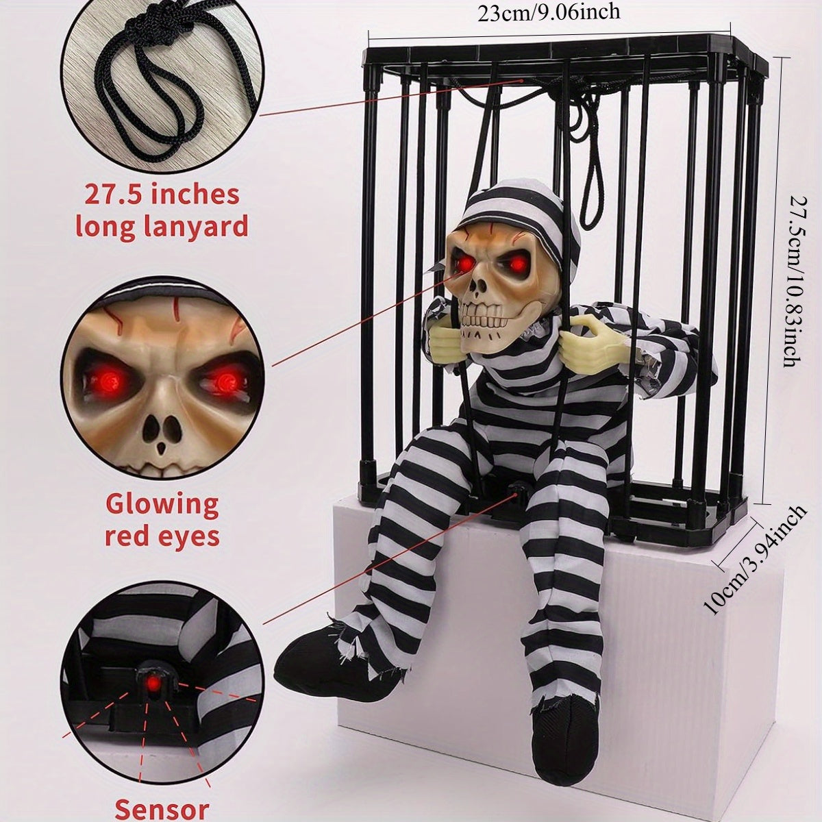 TerrorBone Geanimeerd Schreeuwend Skelet – Hangende Halloween Prop met Bewegingssensor