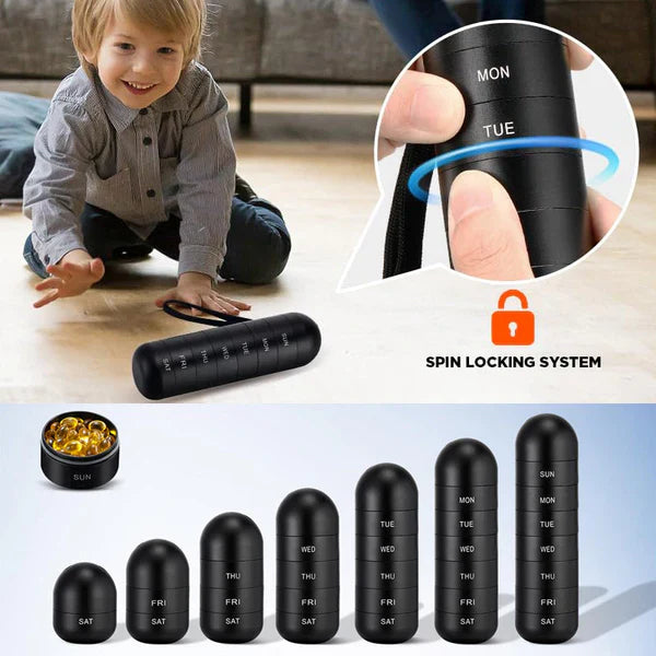 MediSafe Weekbox – Waterdichte Aluminium Pillendoos met 7 Compartimenten