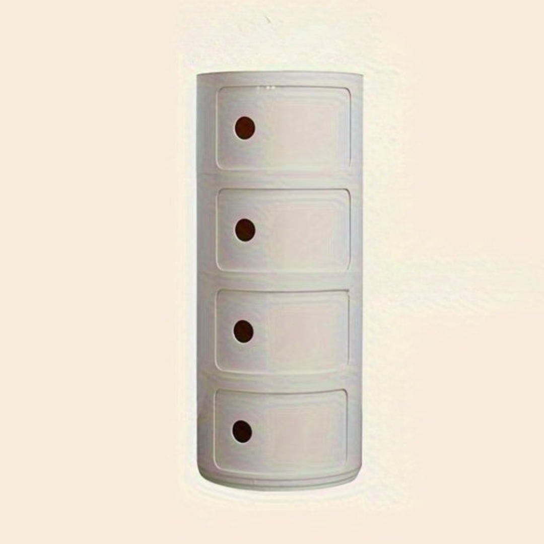 Ronde Nachtkast met Kunststof Lades en Modern Design