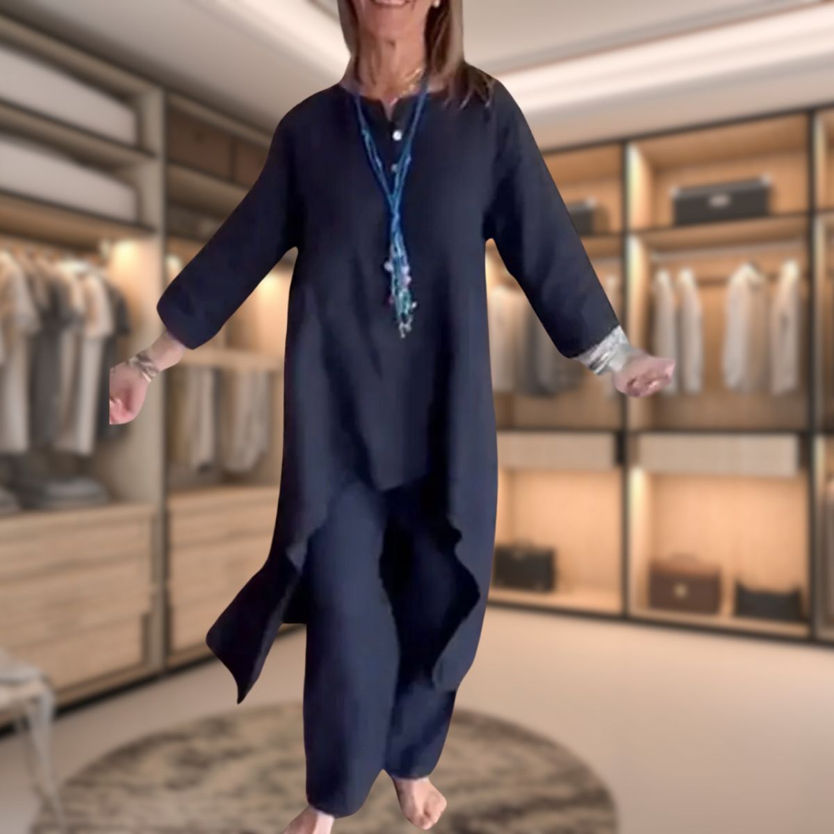 Elegante Dames Tweedelige Set – Comfortabele Luxe Outfit met Geruit Ontwerp