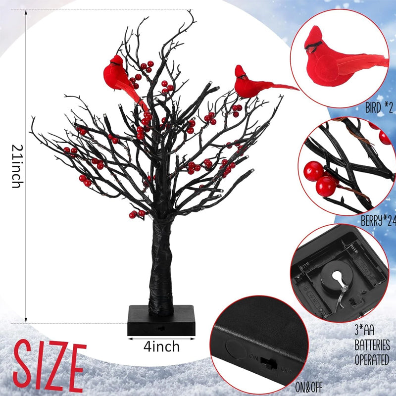 Sfeervolle Lichtboom met Rode Vogels – Flexibele LED Decoratieboom