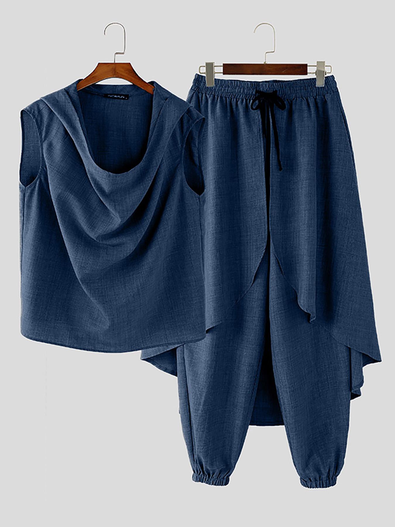 Zomerset voor Heren – Casual Polyester Hoodie en Broek in Effenkleurig Design