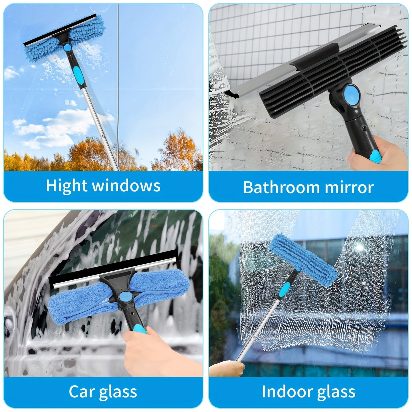 GlasheldereRaamreiniger – Professioneel 2-in-1 Telescopisch Ramen- en Glasreinigingssysteem