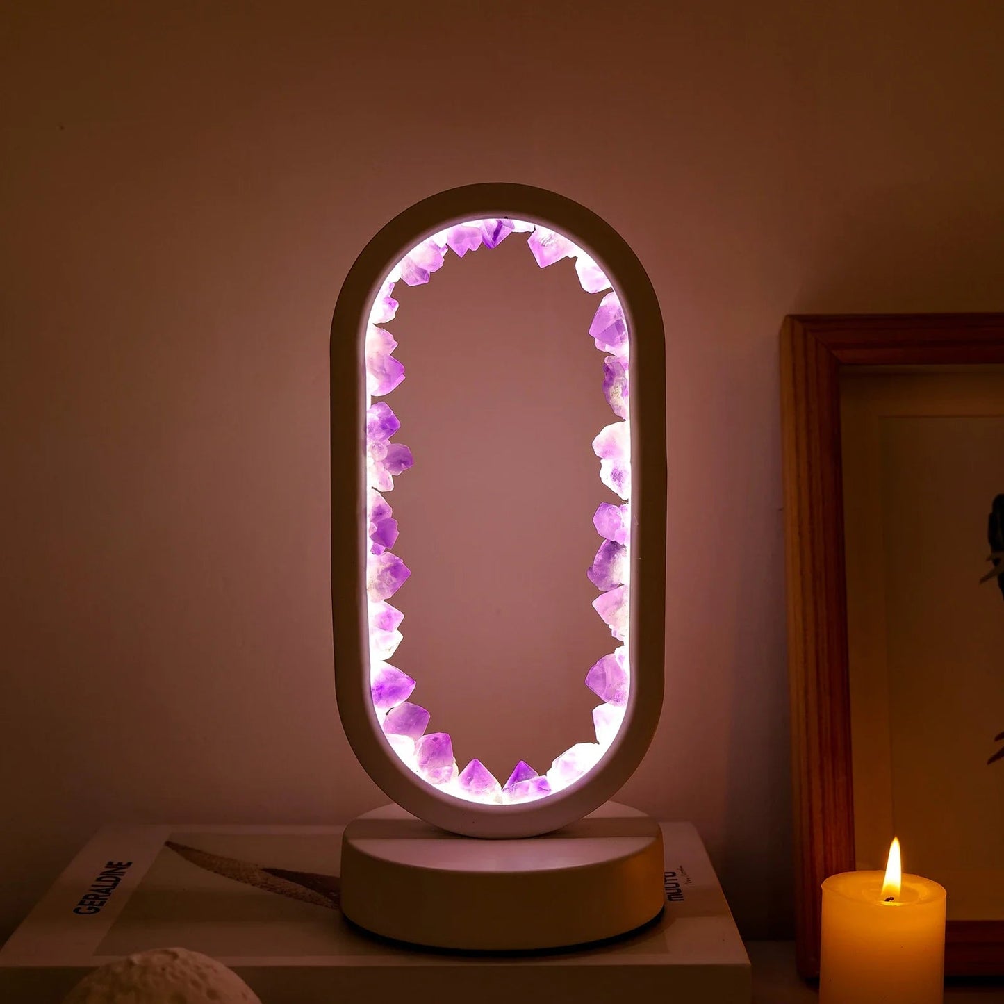 KristalGloed – Handgemaakte amethist sfeerlamp voor ontspanning en rust