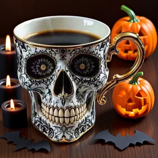 Gothic Schedel Decoratiemok Noctura – Kunstzinnige Handgeschilderde Schedeldecoratie