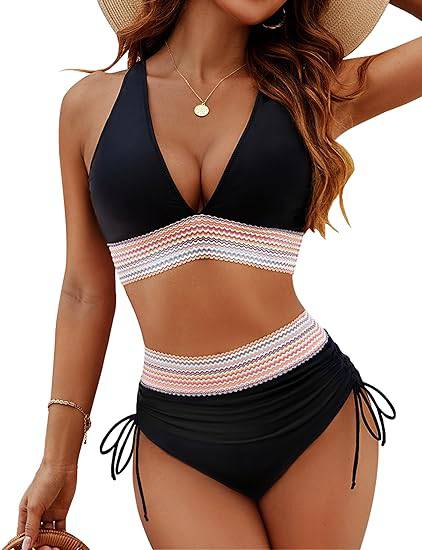 Bikini Set met Buikcontrole – Stijlvolle Kleurenblok Damesbadmode | Perfecte Pasvorm & Comfort voor Strand & Zwembad